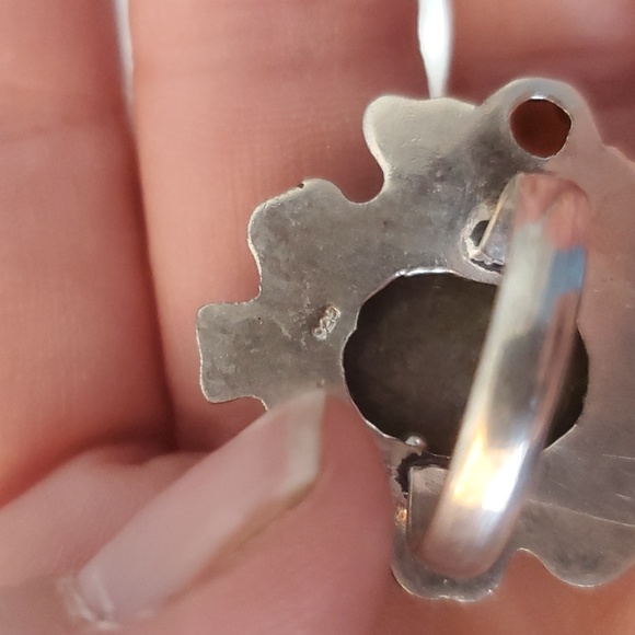 New Ammonite Fossil and Garnet 925 Silver Ring. - Picture 8 of 15